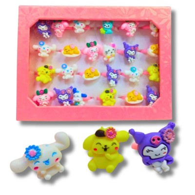 Pasteles estilo Kuromi, anillo sencillo – 24 piezas