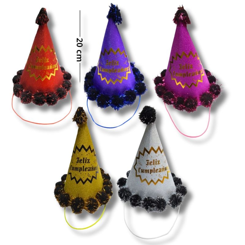 Gorro Cono Decorado con Motitas