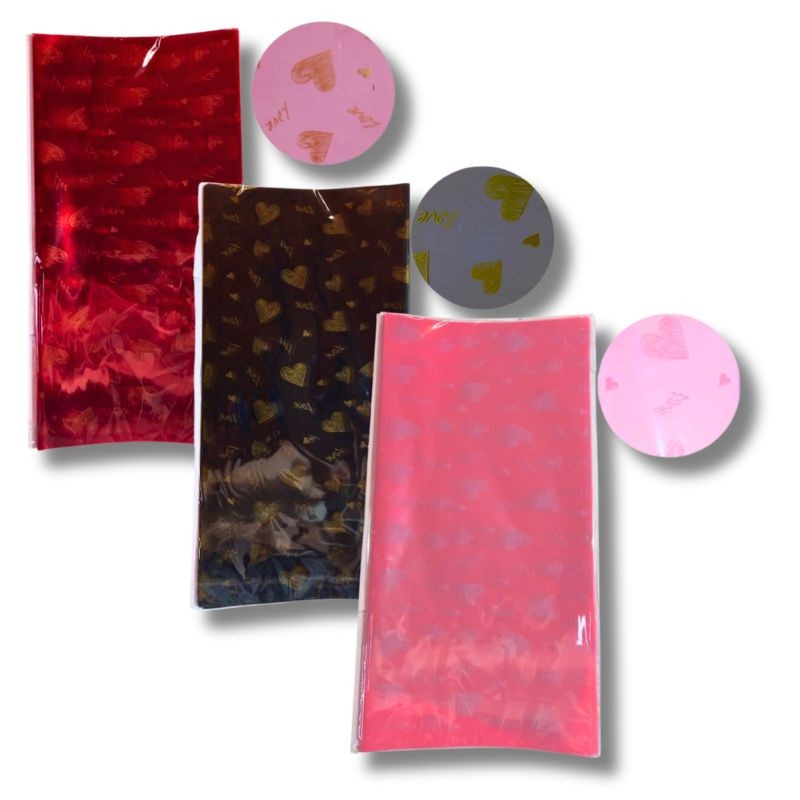 Papel Decorativo Coreano Corazón Rayado (Paquete de 20)