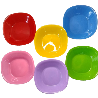 plat hondo forma cuadrada multicolor para caldos