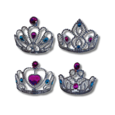 Corona princesa plata - paquete de 12 para cumpleaños y fiestas temáticas