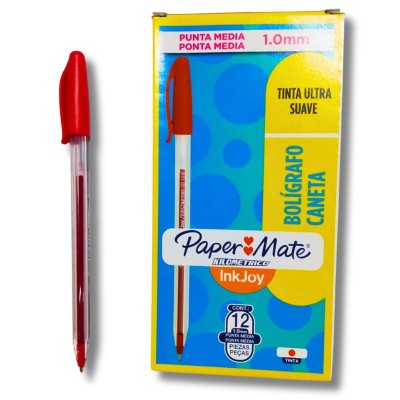 Pluma Kilométrica Roja con Tinta de Calidad (12 Piezas)