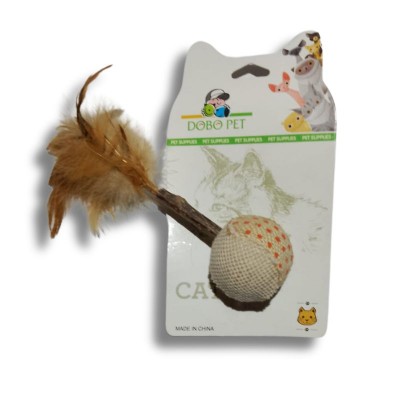 Palo con Bola y Plumas para Gatos, Juguete Interactivo