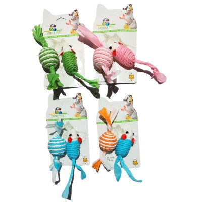 Ratón de Peluche con Mecate y Bola para Mascotas