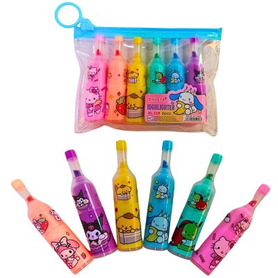 Resaltadores Kuromi Botellita – 6 Piezas